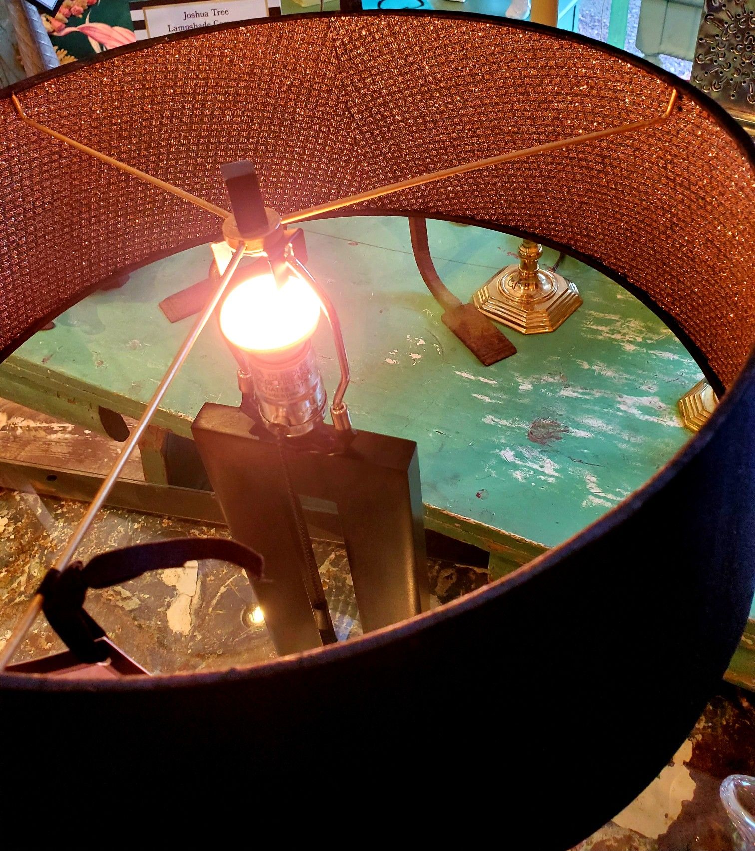 Modern Black Lamp & Custom Shade #9272