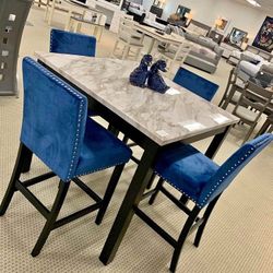 High Top Counter Chairs ,Marble High Counter Table ,dining Set 