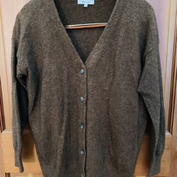 Madewell Dark Brown V Neck Relaxed Fit, Cardigan, Women S, Wool Blend, Like New