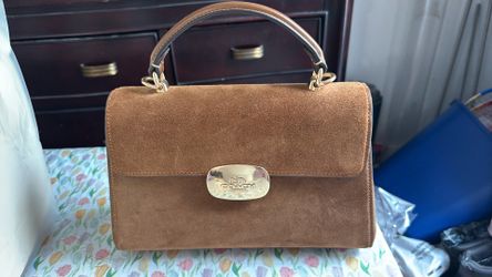 Brown suede coach purse