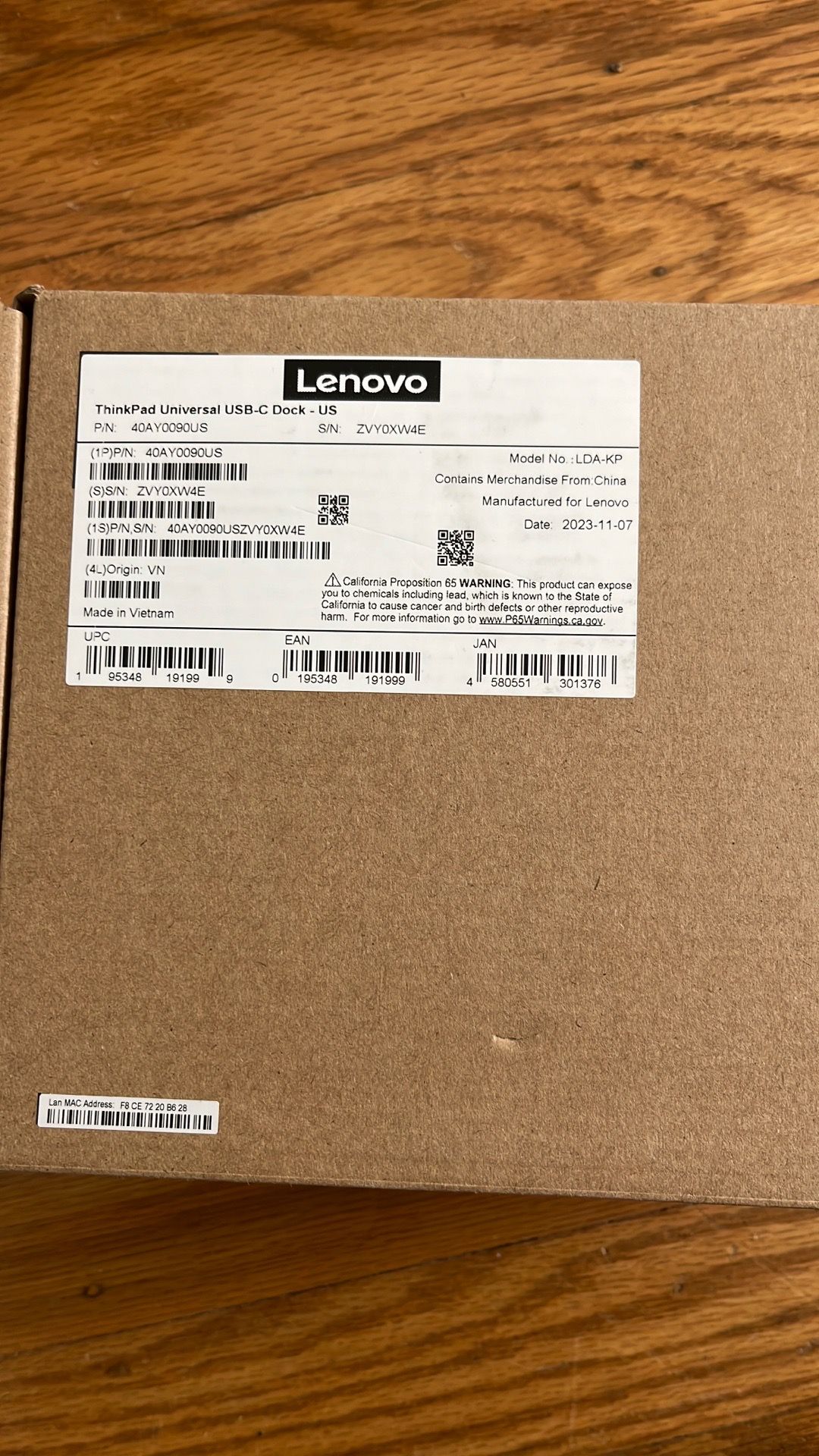 NIB Lenovo thinkpad usb-c docking station