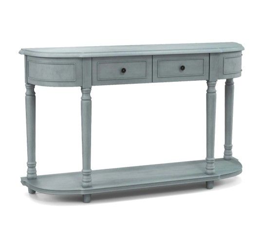 52" Long Sofa Table W/ 2 Drawers & Open Shelf Retro Console Table Storage Furniture Organization 