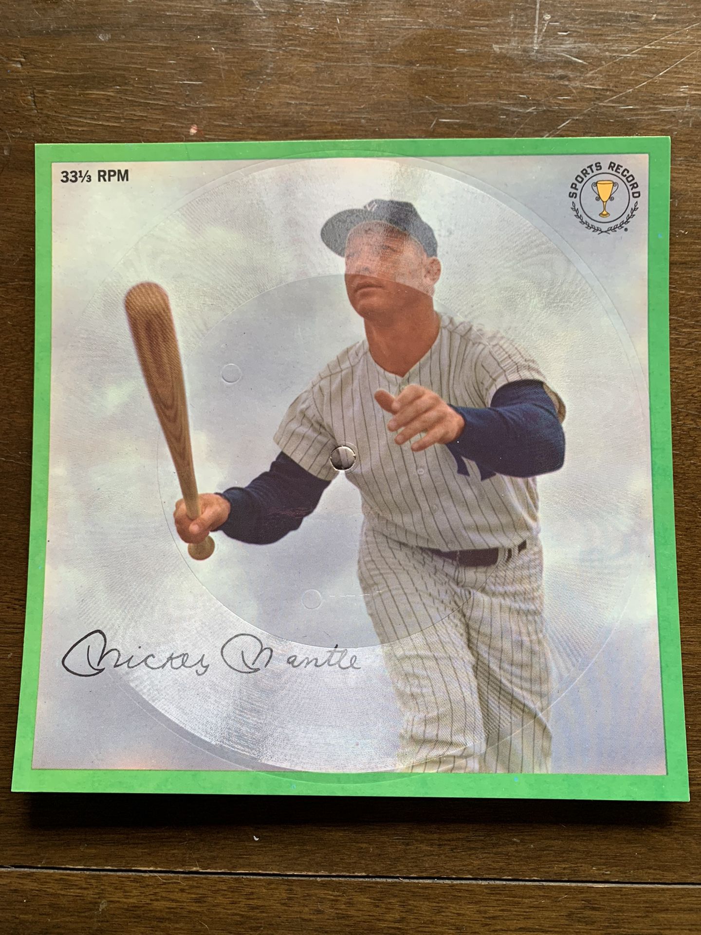 1960's Mickey Mantle Record Card 33 1/3 RPM