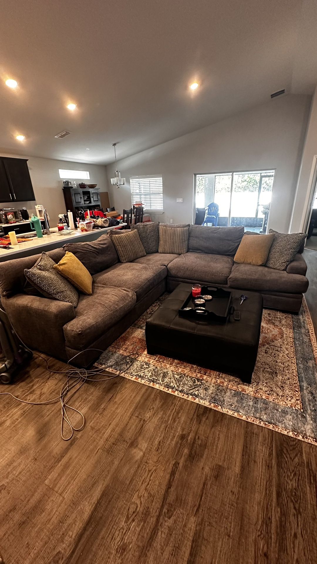 Spacious Grey Polyester Couch – Cindy Crawford Home, Great for Family Rooms