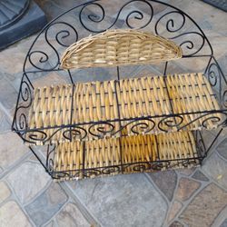 Wicker And Metal Shelf 