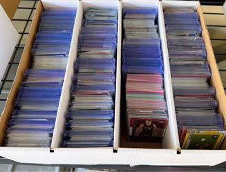 Box of sports cards (mostly prizms, refractors, and color)