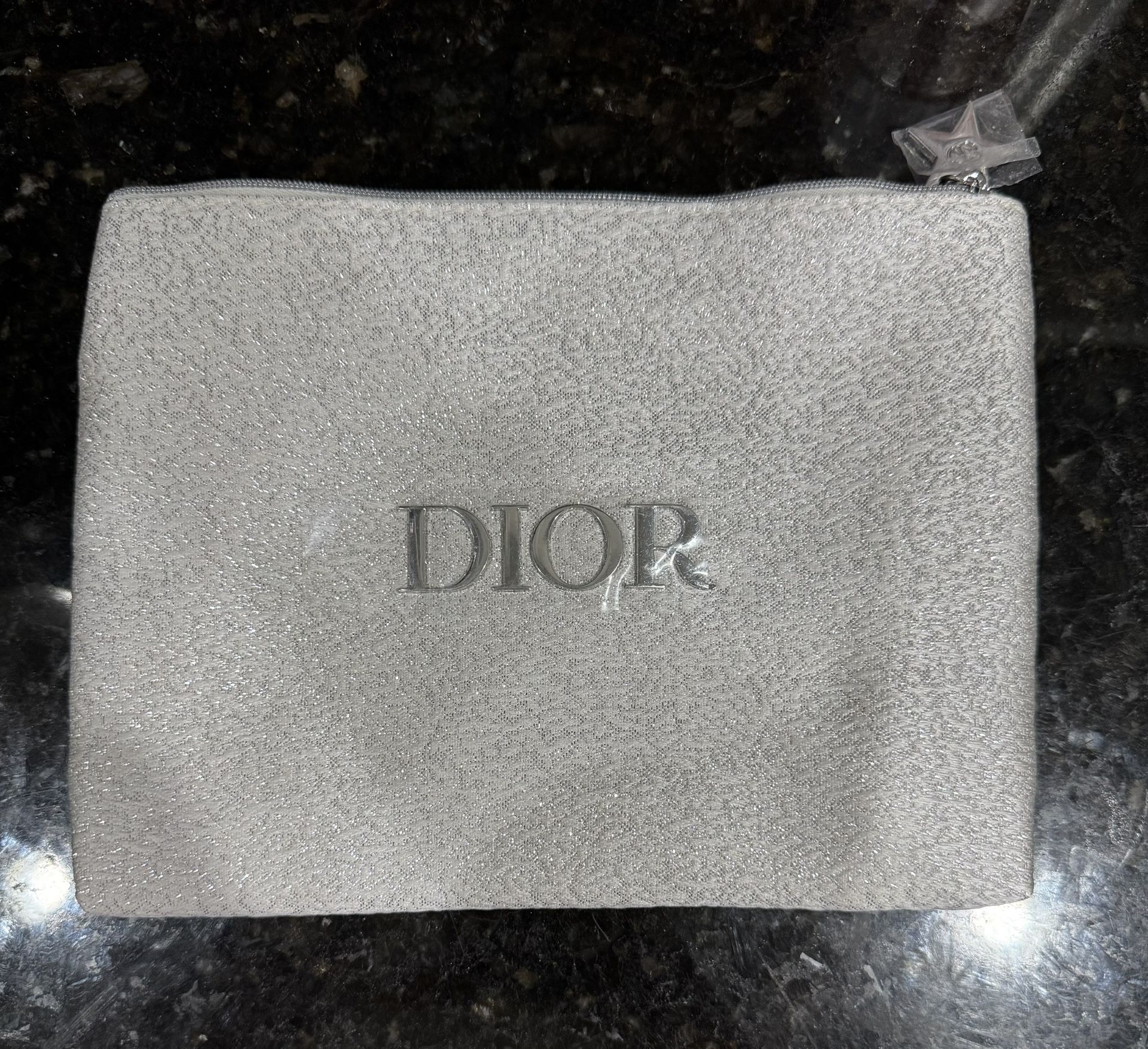 Dior White/Silver Makeup Bag