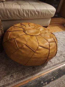 FAUX Leather Pouf Ottoman
