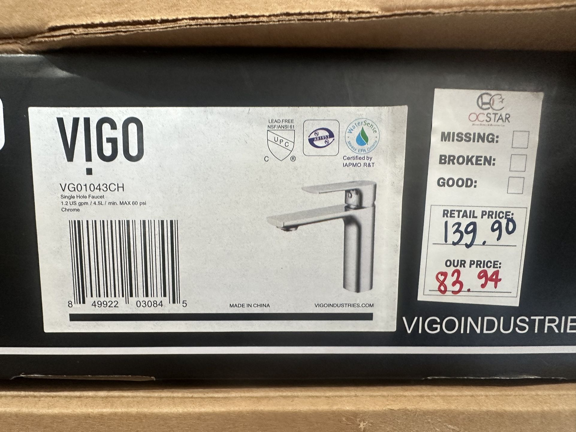 VIGO Single Handle Bathroom Faucet in Chrome 