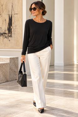 Armani Collezioni Black Viscose Stretch Long Sleeve Top M