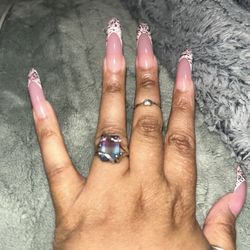 Beautiful Gold And Silver Fluorite Ring 