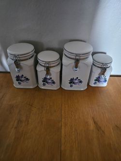 White Ceramic Canister Set of 4
