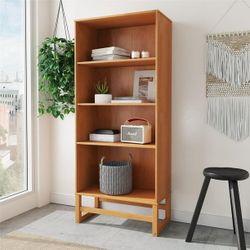 *Brand New* Talo Scandinavian 4 Shelf Wooden Bookcase, Stained Brown