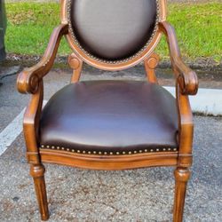 Wood & Leather Accent Chair