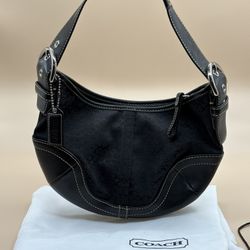 Authentic Coach Purse Black With White Stitching 