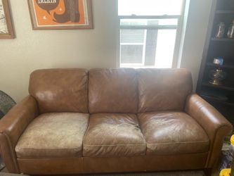 Brown leather sofa