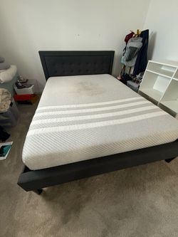 Queen bed frame with headboard and Leesa Mattress