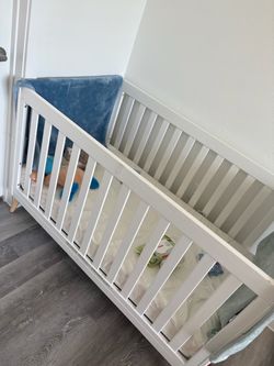 White Wooden Baby Crib