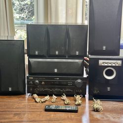 Yamaha Entertainment System Surround Sound With Receiver, Subwoofer, 6 Speakers, Remote