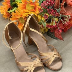 Tan Strappy Open Toe Heels