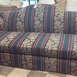 Allen White Royal Green Stripped Couch 