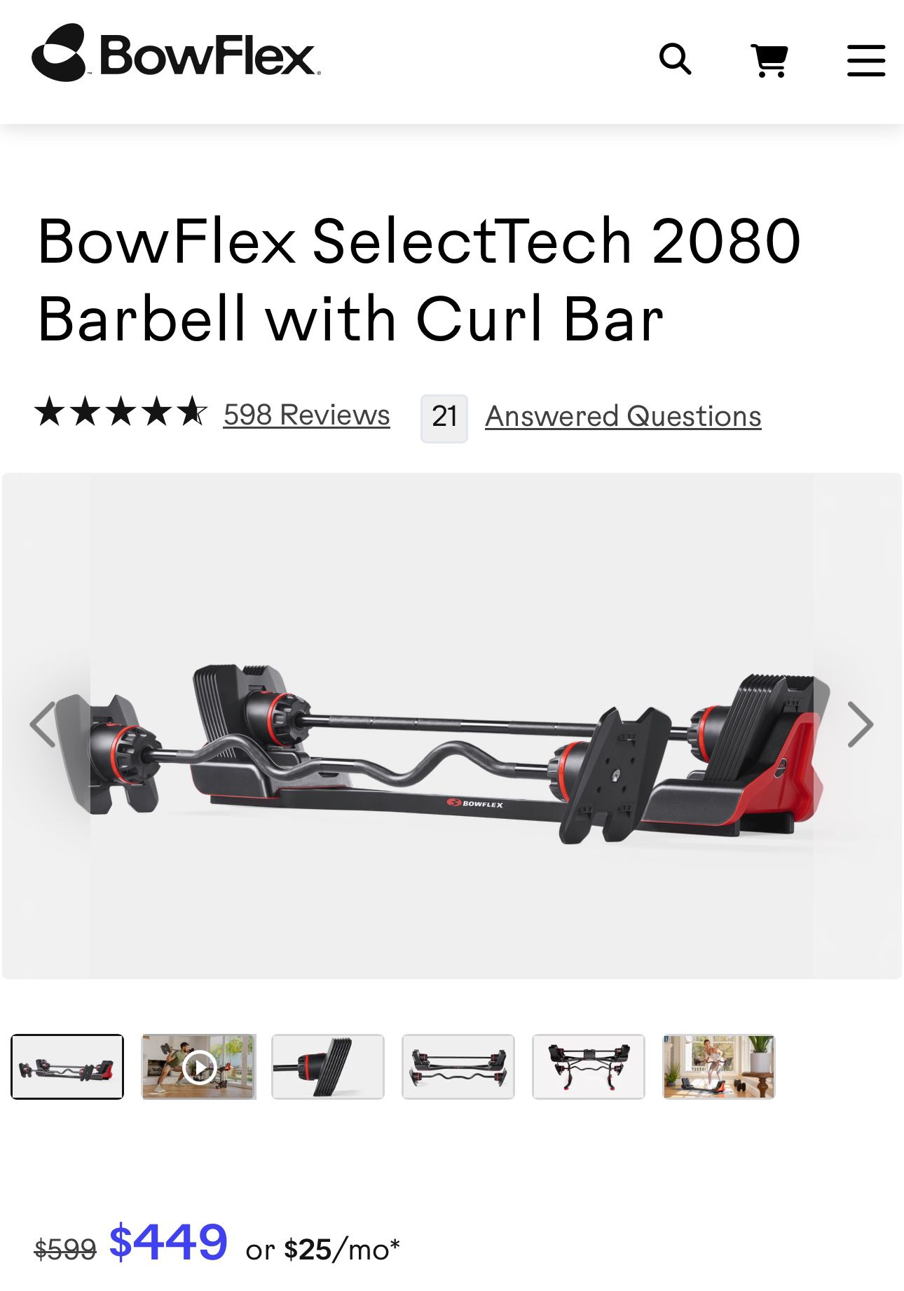BowFlex SelectTech 2080 Barbell w/ Curl Bar, Barbell Stand w/ Media Rack & Barbell Weight Upgrade (40 Extra Lbs)