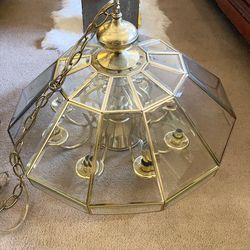 Brass colored glass Chandelier 