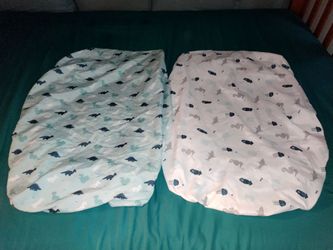 Pack and play sheets fitted 2 baby mattress covers - dinosaurs and sea animals themes