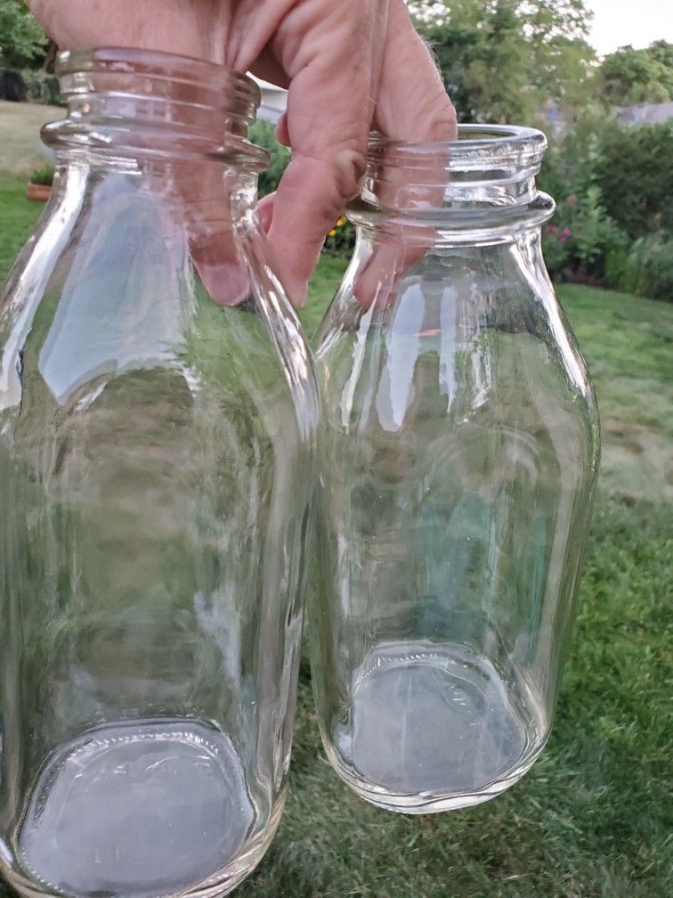 Glass Milk Bottles About 8 In Tall $3.00 Each