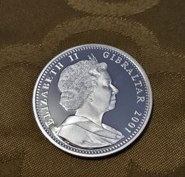 2001 Gibraltar 1 Crown Silver Proof Coin featuring the right-facing bust of Queen Elizabeth II "The Victorian Age".