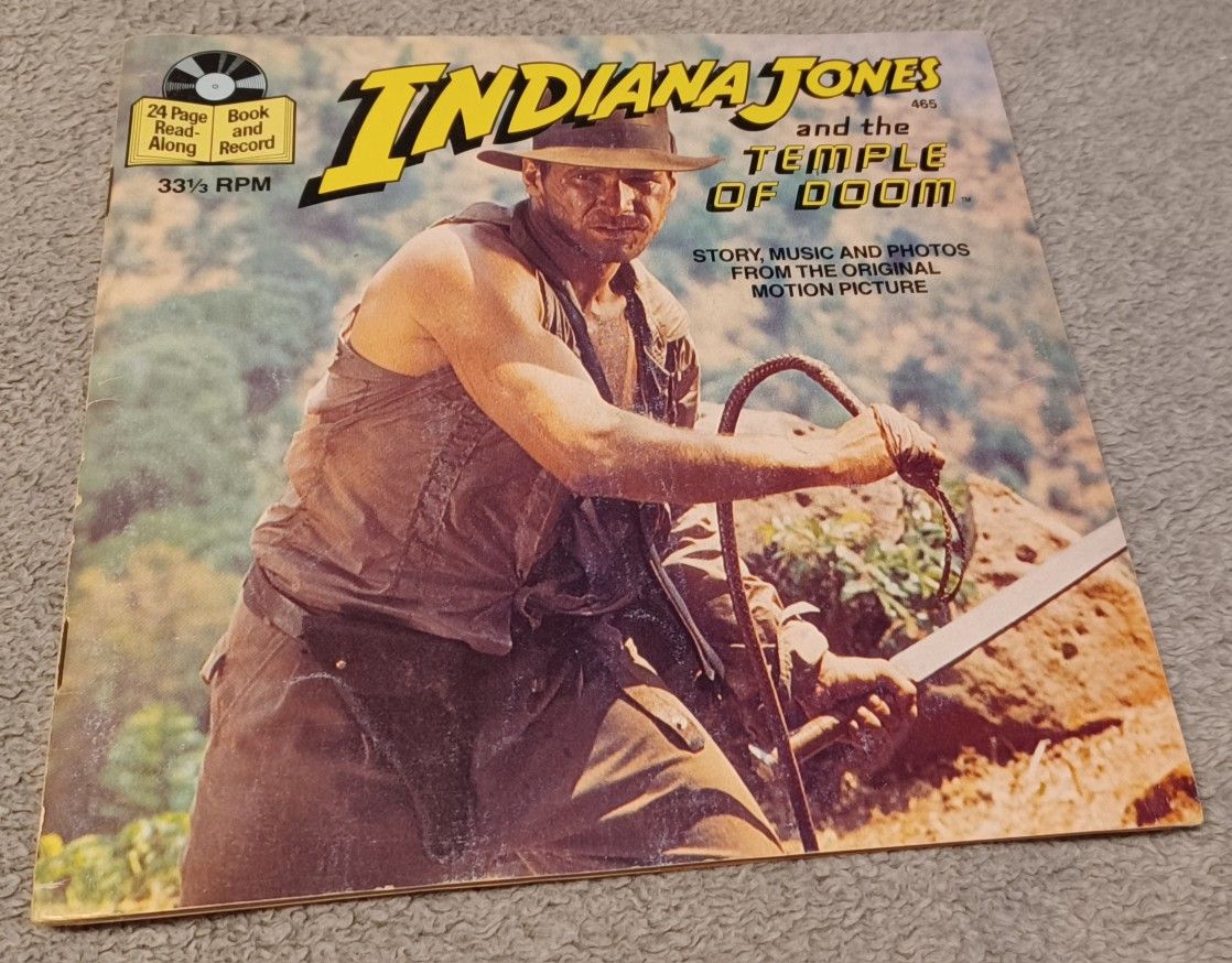2 Books Indiana Jones Temple Of Doom 45 Rpm Record And Read Along Book