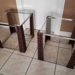 Glass Brown Side Table 