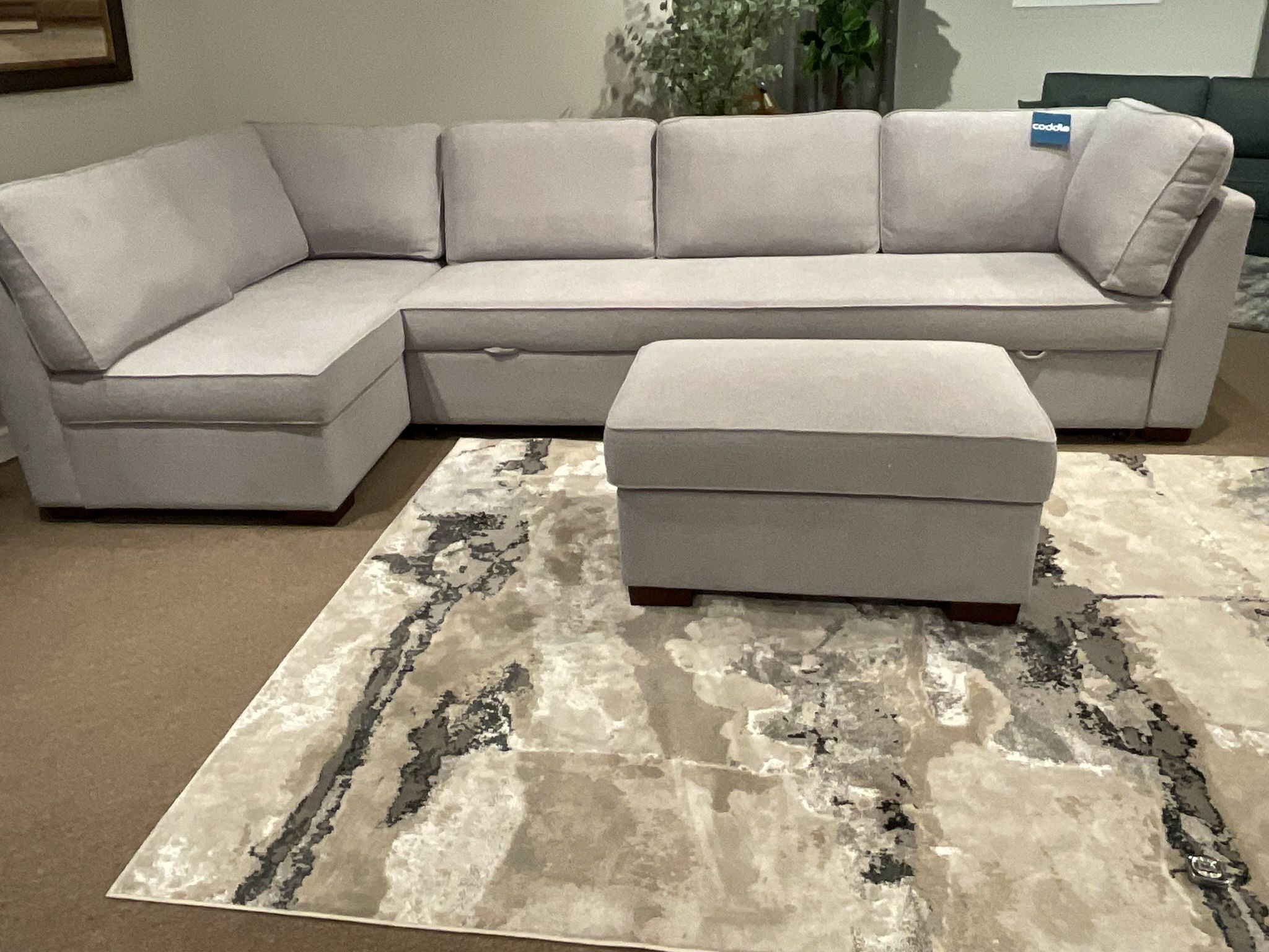 New light gray fabric upholstered doubler sleeper sofa by serta