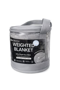  Altavida 12 lb Weighted Blanket 48x72 Gray – Ultra Plush Faux Mink – New in Case
