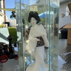Japanese Doll In Glass Case