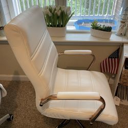 White And rose gold Office Chair