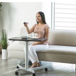 Seville Classics Airlift Height Adjustable Pneumatic Laptop Sit Stand Desk Mobile Rolling Cart, Computer Workstation for Home Office, Classroom, Espre