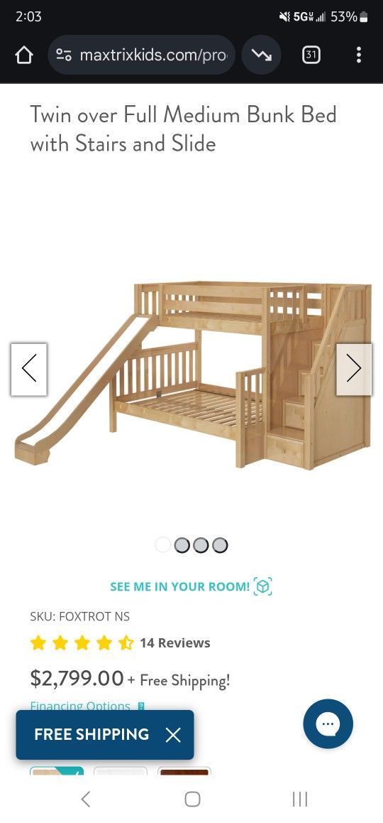 Twin Over Full Bunk Bed With Stairs And Slide
