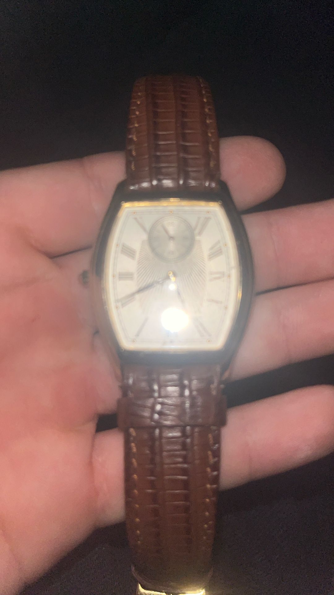 Seiko Watch Brown Leather And Gold Plated