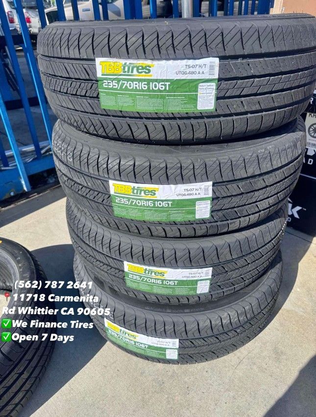 235/70/16 TBB All Season New Set of Tires Installed and Balanced Set de Llantas Nuevas Instaladas y Balanceadas