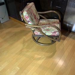 Vintage Rattan Swivel Rocker