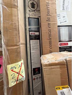 Delta 38 in. W x 72 in. H Neo-Angle Pivot Frameless Corner Shower Enclosure in Stainless with Clear Glass