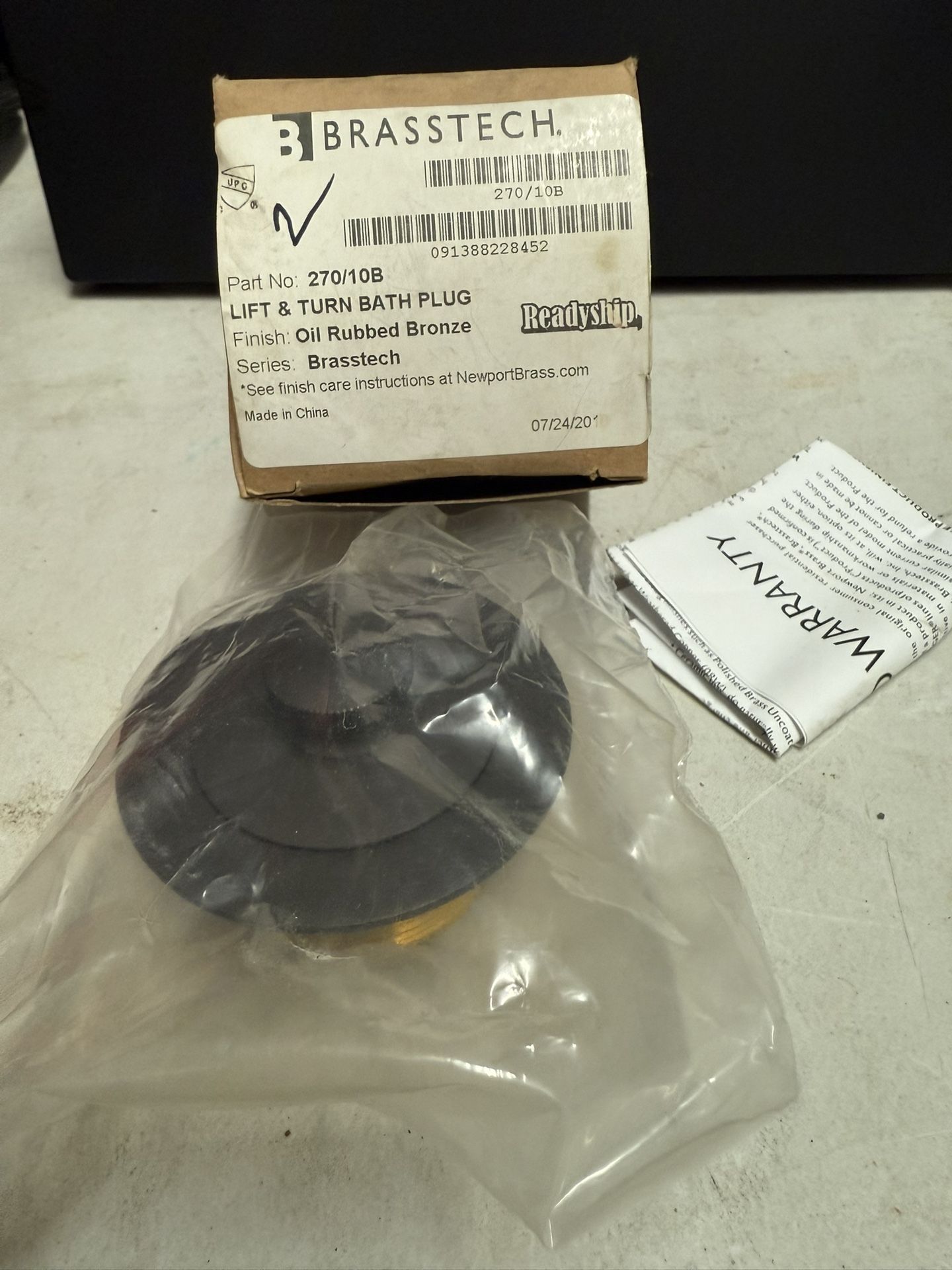 BrassTech 270/10B Oil Rubbed Bronze Lift And Turn For A Tub.