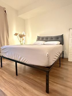 Queen bed frame (heavy duty, with storage space)
