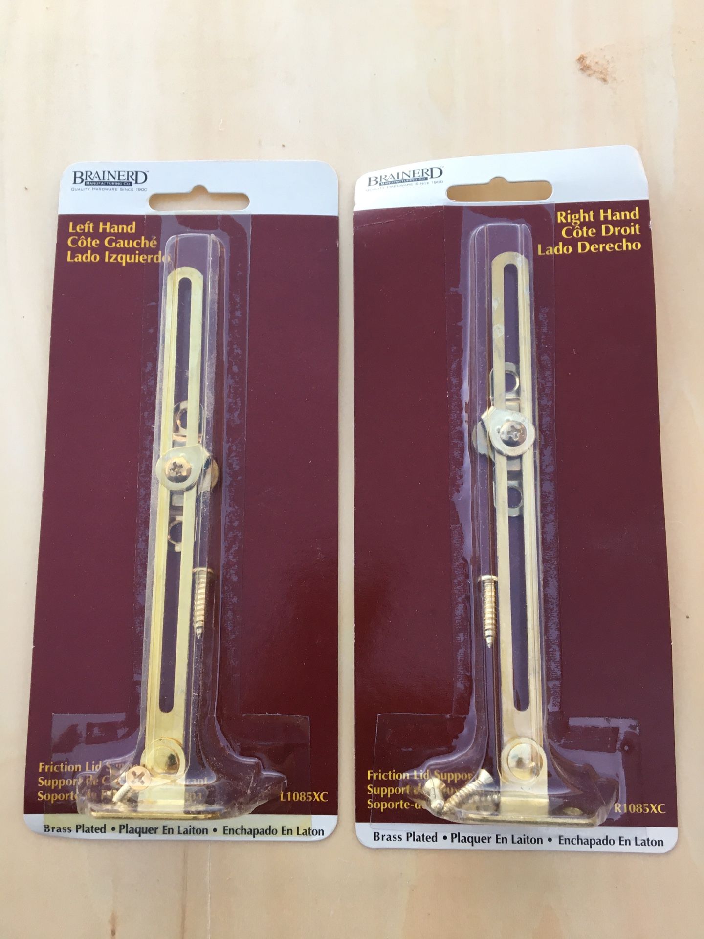 BRAINARD 6” lid support brass plated 7 sets available $7 a set