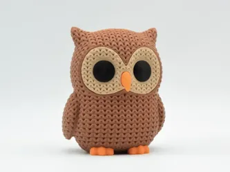 Knitted Owl 3D Printed Multicolor Owl Figurine Woodland Decor