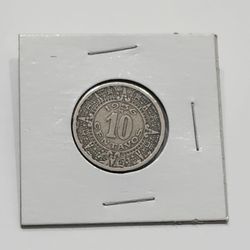1936 Mexico 10 Centavos - Aztec Cslendar Antique Coin