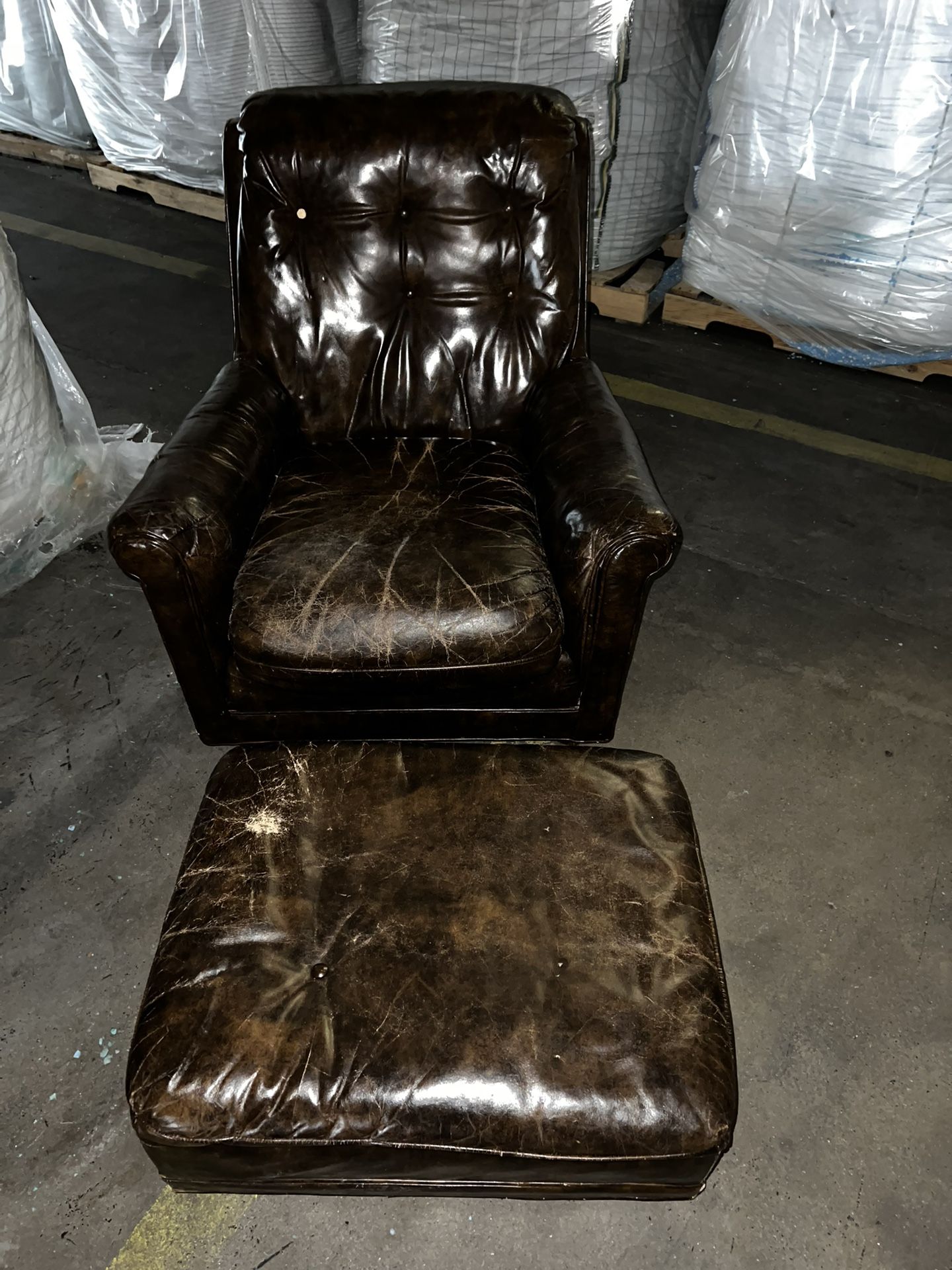 Leather Chair and Ottoman