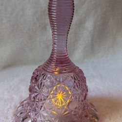 Vintage Fenton Dusty Rose Collection Button And Daisy Pink Glass Bell 6"
