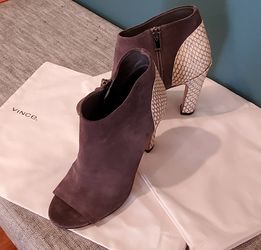 Vince Sierra Peep-Toe Ankle Bootie, Charcoal | Size 5
